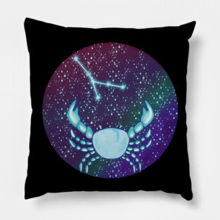 Cancer Zodiac Sign Crab with Constellation Pillow