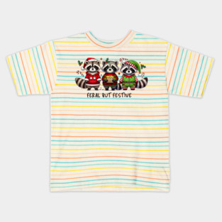 Feral but Festive Raccoon Kids T-Shirt