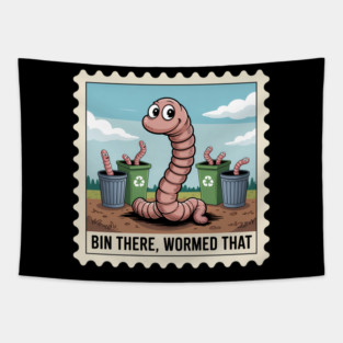 Bin There Wormed That Funny Compost Worm Farmer Tapestry