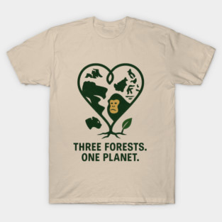 Planetary Conservation Emblem with Forest and Animal Motifs T-Shirt