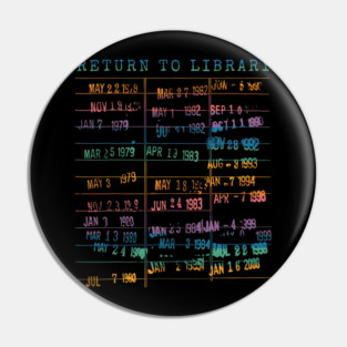 Library Card Vintage Book Due Date Bookish Rainbow Reading Pin