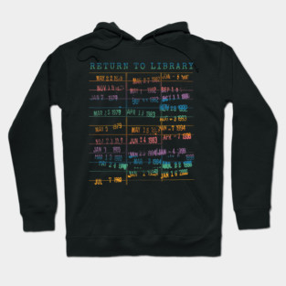 Library Card Vintage Book Due Date Bookish Rainbow Reading Hoodie