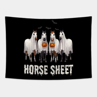 Horse Sheet Ghost Halloween Spooky Season Tapestry
