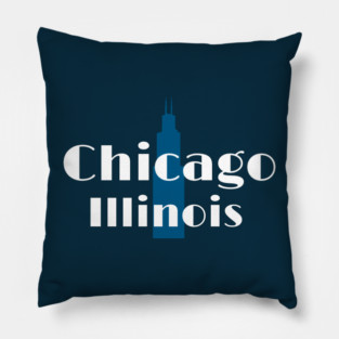 Art Deco Chicago Retro Illinois City Skyline Design Pillow