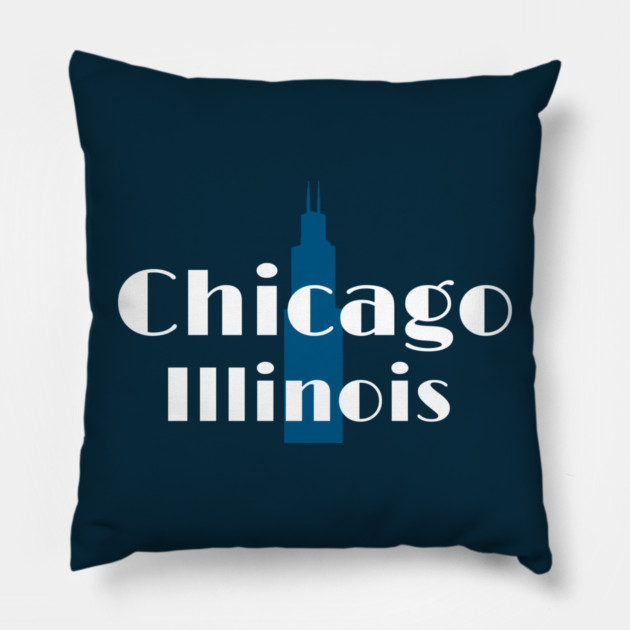 Art Deco Chicago Retro Illinois City Skyline Design Pillow by DonWillisJrArt
