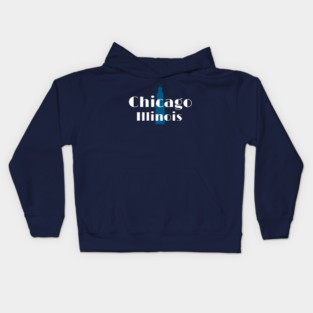 Art Deco Chicago Retro Illinois City Skyline Design Kids Hoodie