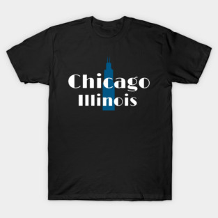 Art Deco Chicago Retro Illinois City Skyline Design T-Shirt