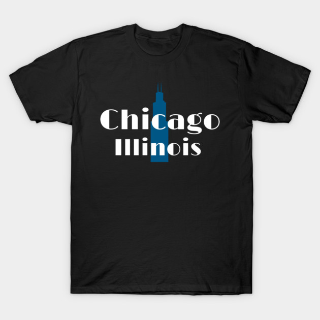 Art Deco Chicago Retro Illinois City Skyline Design T-Shirt by DonWillisJrArt