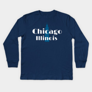 Art Deco Chicago Retro Illinois City Skyline Design Kids Long Sleeve T-Shirt