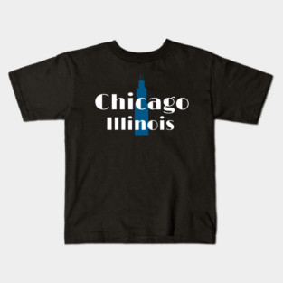 Art Deco Chicago Retro Illinois City Skyline Design Kids T-Shirt