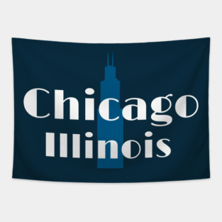 Art Deco Chicago Retro Illinois City Skyline Design Tapestry