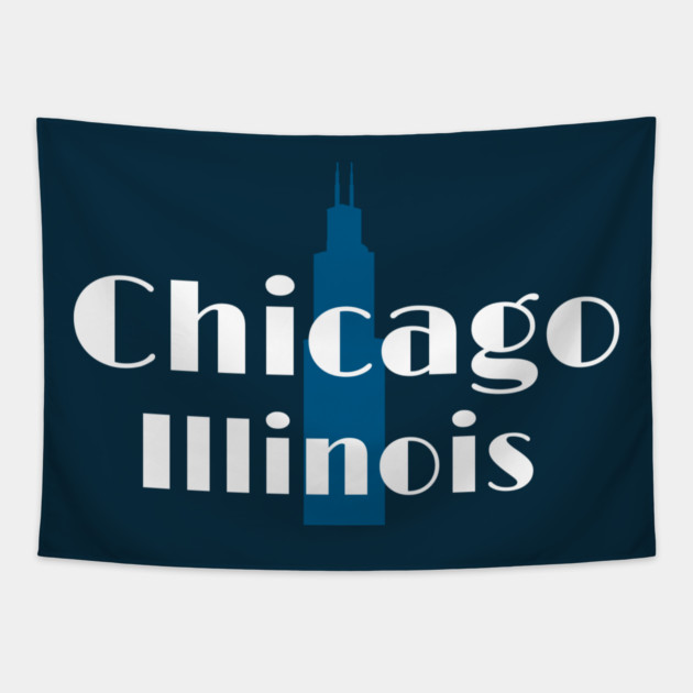 Art Deco Chicago Retro Illinois City Skyline Design Tapestry by DonWillisJrArt