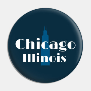 Art Deco Chicago Retro Illinois City Skyline Design Pin