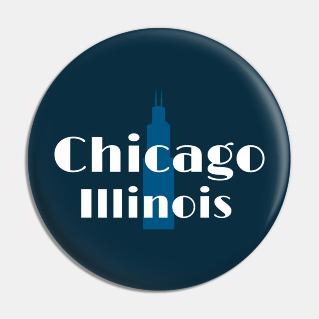 Art Deco Chicago Retro Illinois City Skyline Design Pin by DonWillisJrArt