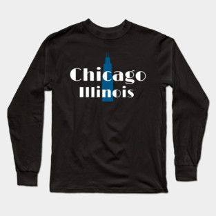 Art Deco Chicago Retro Illinois City Skyline Design Long Sleeve T-Shirt