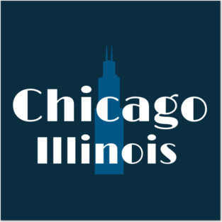 Art Deco Chicago Retro Illinois City Skyline Design Posters and Art