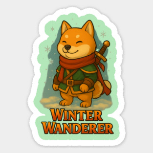 Adventurous Shiba Winter Wanderer Sticker