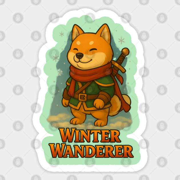 Adventurous Shiba Winter Wanderer Sticker by Anne Lee