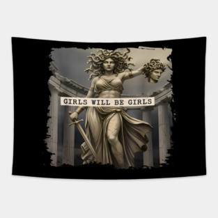 Girl Will Be Girls, Medusa Feminist Design Tapestry