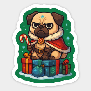Grumpy Pug Christmas Sorcerer Sticker