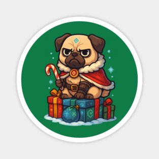 Grumpy Pug Christmas Sorcerer Magnet