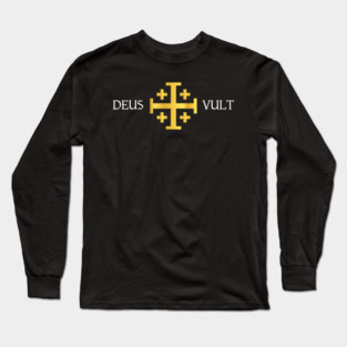 Deus Vult Jerusalem Cross Catholic Faith Long Sleeve T-Shirt