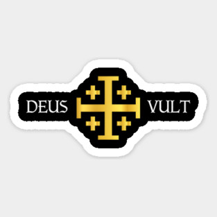 Deus Vult Jerusalem Cross Catholic Faith Magnet