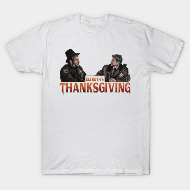Thanksgiving: Sheriff and the Pilgrim Mask T-Shirt by 51Deesigns