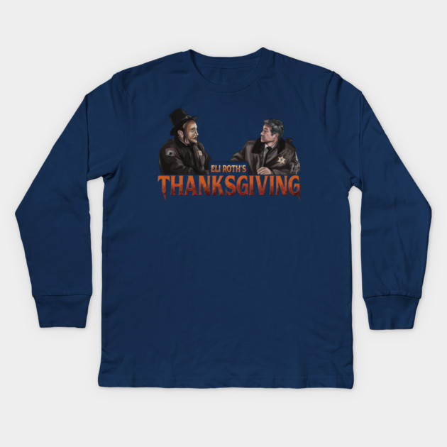 Thanksgiving: Sheriff and the Pilgrim Mask Kids Long Sleeve T-Shirt by 51Deesigns