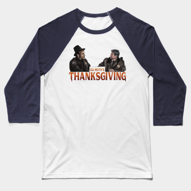 Thanksgiving: Sheriff and the Pilgrim Mask Baseball T-Shirt by 51Deesigns