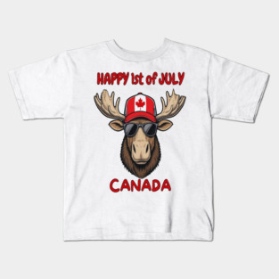 Happy 1st of July Canada Day Celebration Moose Kids T-Shirt