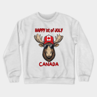Happy 1st of July Canada Day Celebration Moose Crewneck Sweatshirt