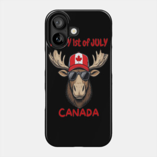 Happy 1st of July Canada Day Celebration Moose Phone Case