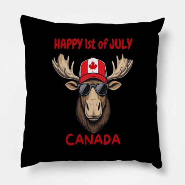 Happy 1st of July Canada Day Celebration Moose Pillow by Art2Wear