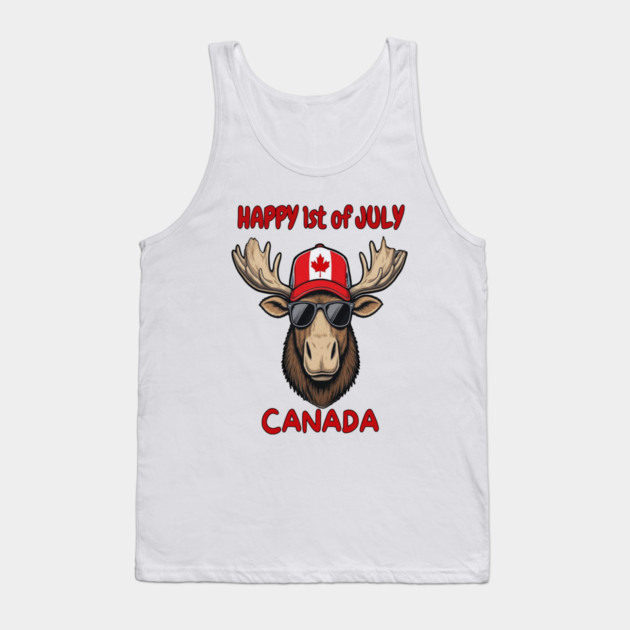 Happy 1st of July Canada Day Celebration Moose Tank Top by Art2Wear