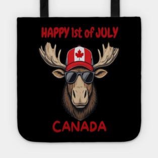 Happy 1st of July Canada Day Celebration Moose Tote