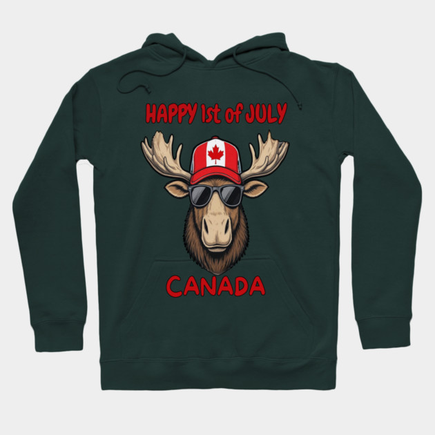 Happy 1st of July Canada Day Celebration Moose Hoodie by Art2Wear