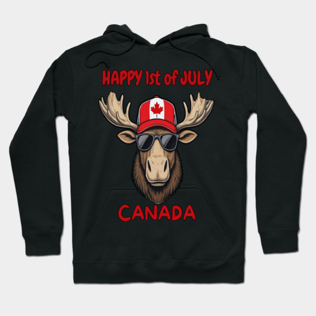 Happy 1st of July Canada Day Celebration Moose Hoodie by Art2Wear