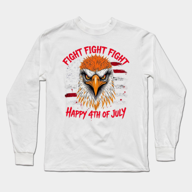 Patriotic Bald Eagle Happy 4th of July American Long Sleeve T-Shirt by Art2Wear