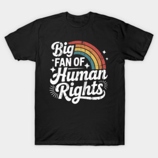 Big Fan Of Human Rights Retro Rainbow Positive Message T-Shirt