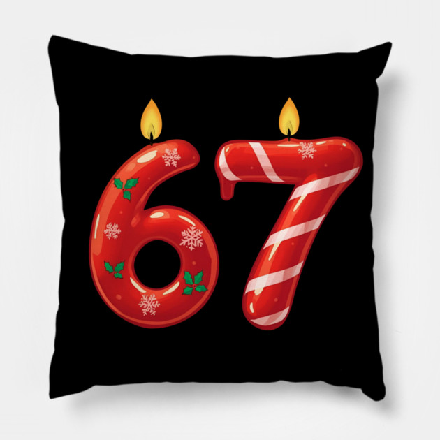 67 Christmas Candles and Candy Holiday (6,7) Six Seve Meme Pillow by shirtlux