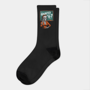 Haunted by 6-7 Halloween Skeleton Teacher Socks