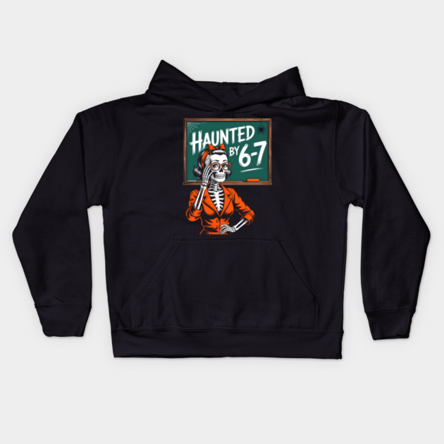 Haunted by 6-7 Halloween Skeleton Teacher Kids Hoodie by norhando