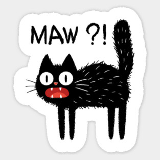MAW?! Black Cat T-Shirt Sticker