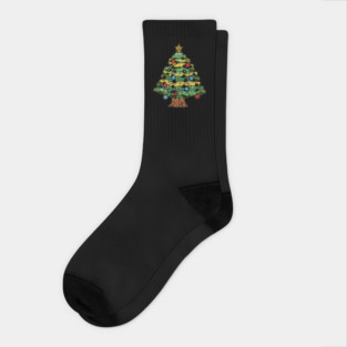Car Madness Christmas Tree! Classic Muscle Cars And Hotrods Socks