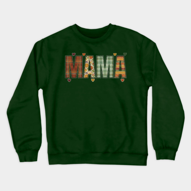 Rustic Mama Plaid Floral Retro Boho Fall Design Crewneck Sweatshirt by Kathy Hawke