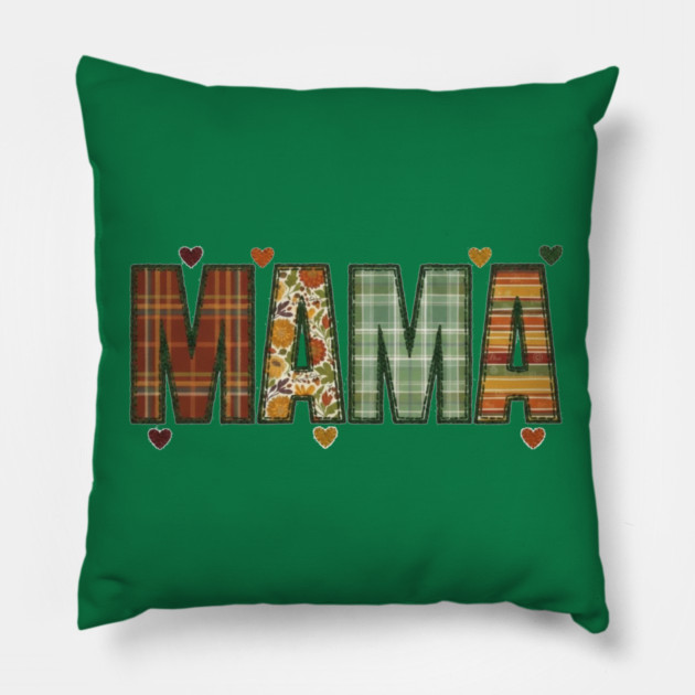 Rustic Mama Plaid Floral Retro Boho Fall Design Pillow by Kathy Hawke