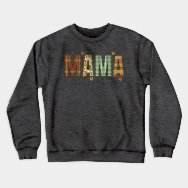 Rustic Mama Plaid Floral Retro Boho Fall Design Crewneck Sweatshirt by Kathy Hawke