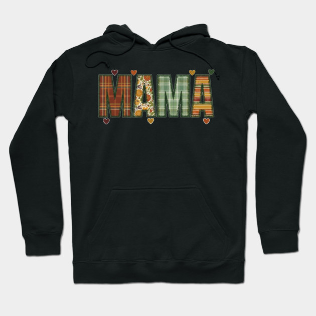 Rustic Mama Plaid Floral Retro Boho Fall Design Hoodie by Kathy Hawke