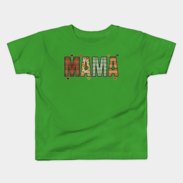 Rustic Mama Plaid Floral Retro Boho Fall Design Kids T-Shirt by Kathy Hawke